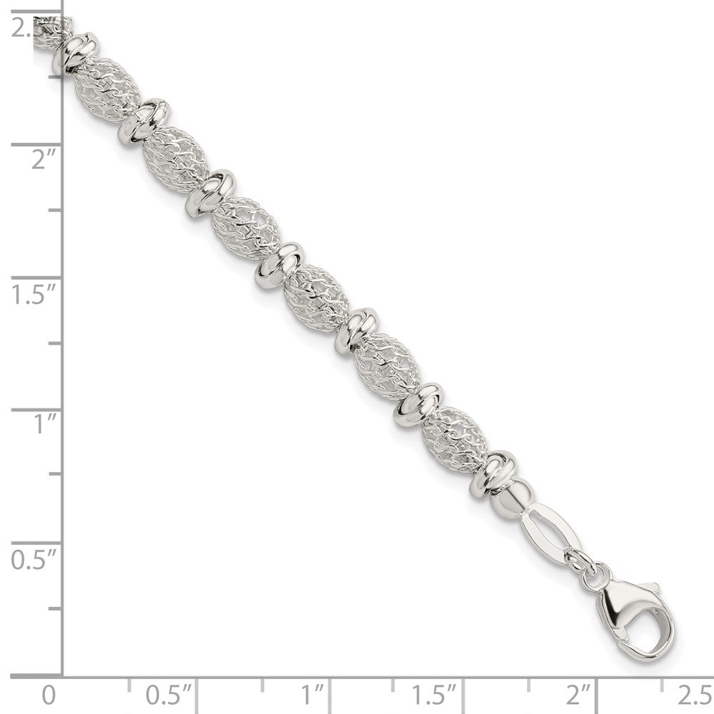 7.75 Zoll Sterlingsilber Poliert Filigran Armband
