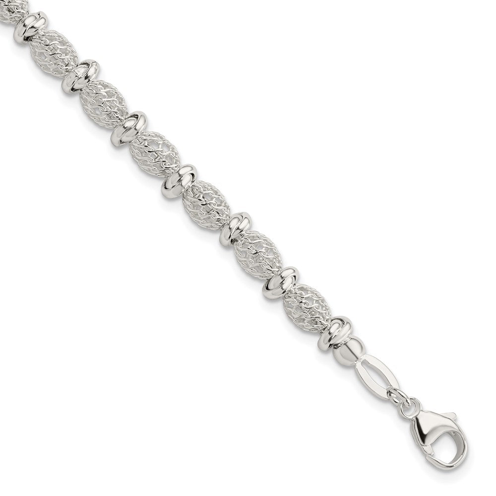 7.75 Zoll Sterlingsilber Poliert Filigran Armband