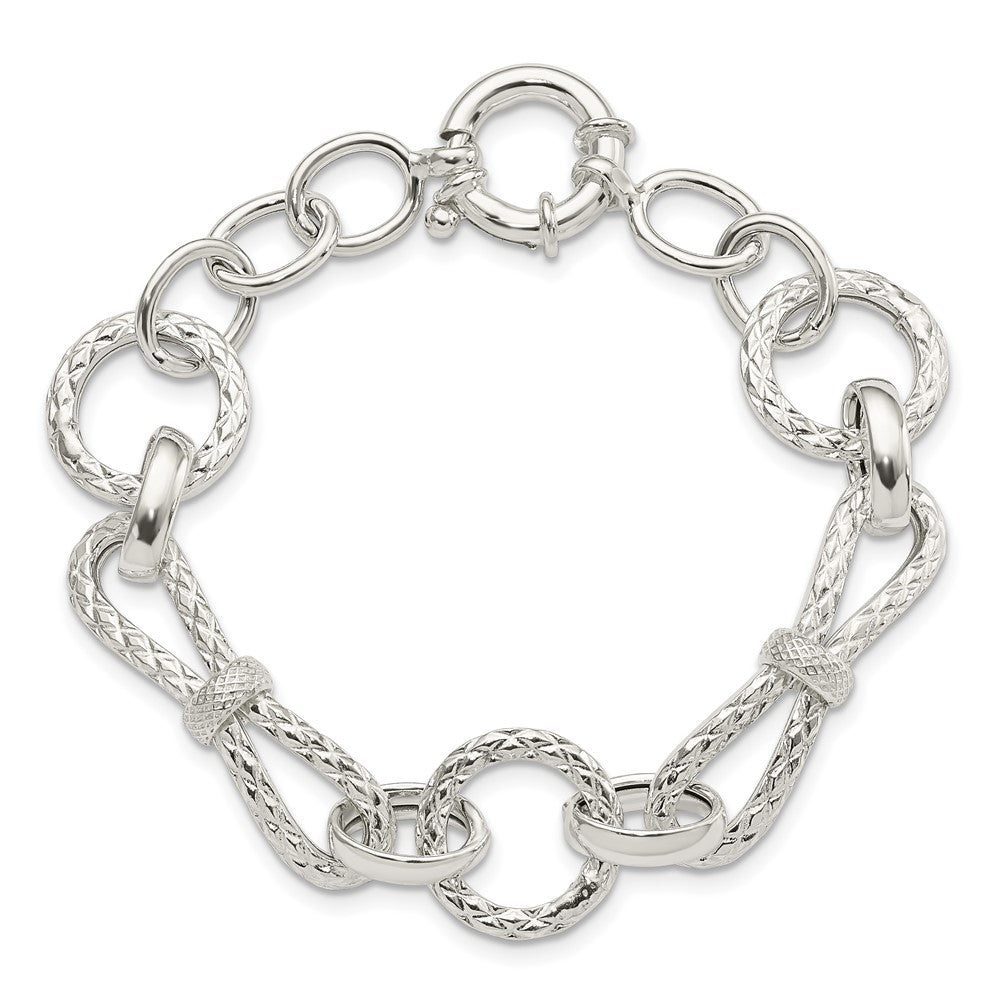 6.75 Zoll Sterlingsilber Poliert Fantasieglieder Armband