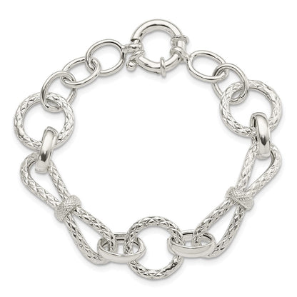 6.75 Zoll Sterlingsilber Poliert Fantasieglieder Armband