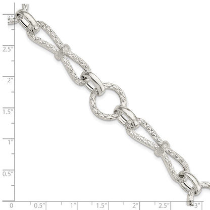 6.75 Zoll Sterlingsilber Poliert Fantasieglieder Armband