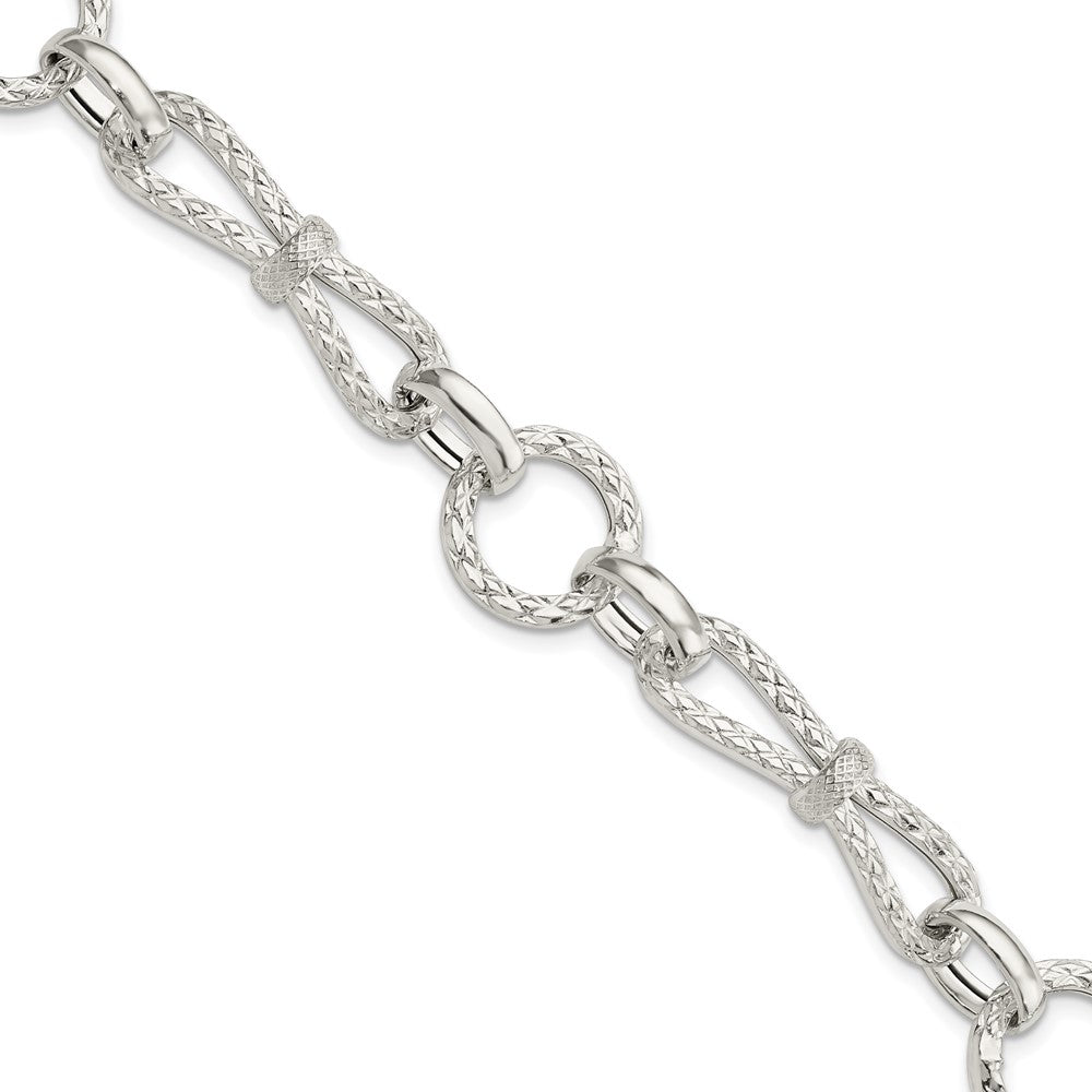 6.75 Zoll Sterlingsilber Poliert Fantasieglieder Armband