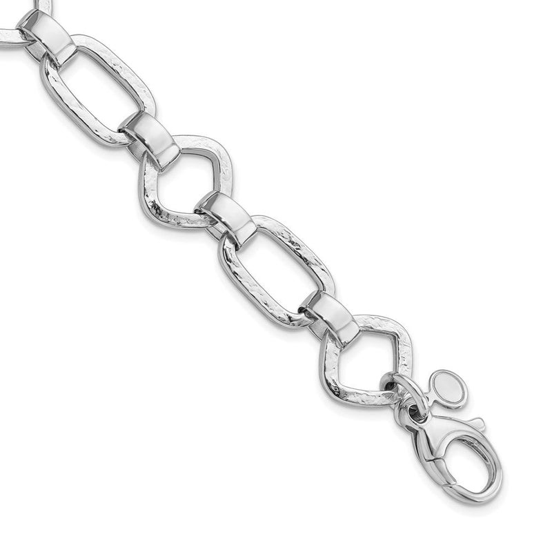 7.5 Zoll Sterlingsilber Rhodiniert Gehämmert Geometric Mit.5 Zoll Verlängerung Armband