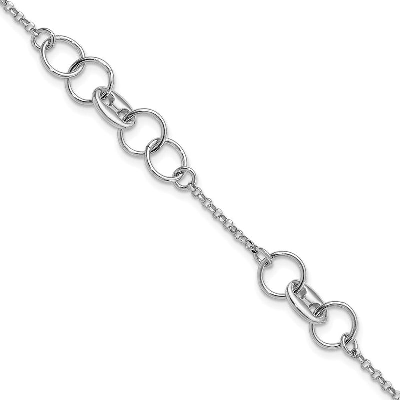 7 Zoll Sterlingsilber Rhodiniert Fantasie Kreise Mit.5 in Verlängerung Armband