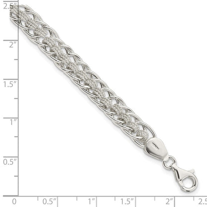 7 Zoll Sterlingsilber Poliert Roped Oval Glieder 7 Zoll Armband