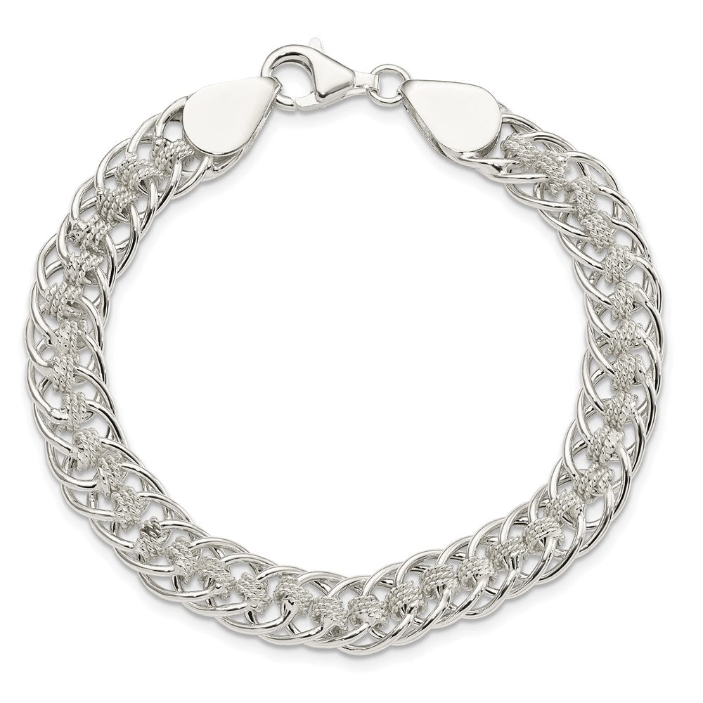 7.5 Zoll Sterlingsilber Poliert Roped Oval Glieder 7.5 Zoll Armband