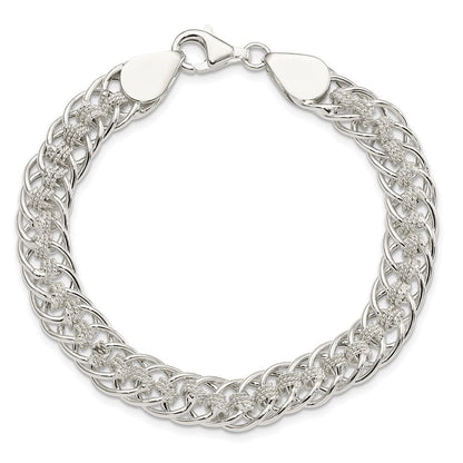 7.5 Zoll Sterlingsilber Poliert Roped Oval Glieder 7.5 Zoll Armband