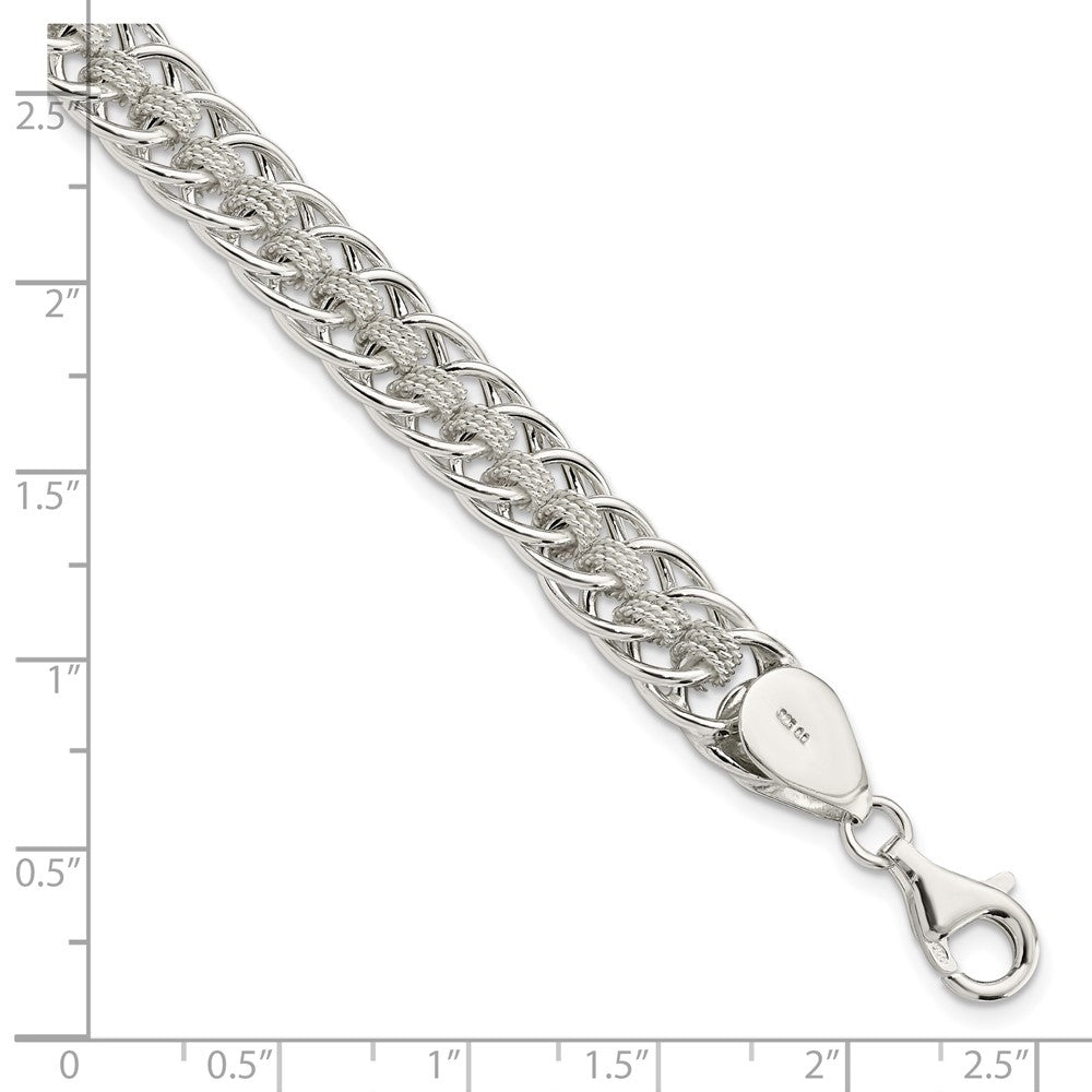 7.5 Zoll Sterlingsilber Poliert Roped Oval Glieder 7.5 Zoll Armband