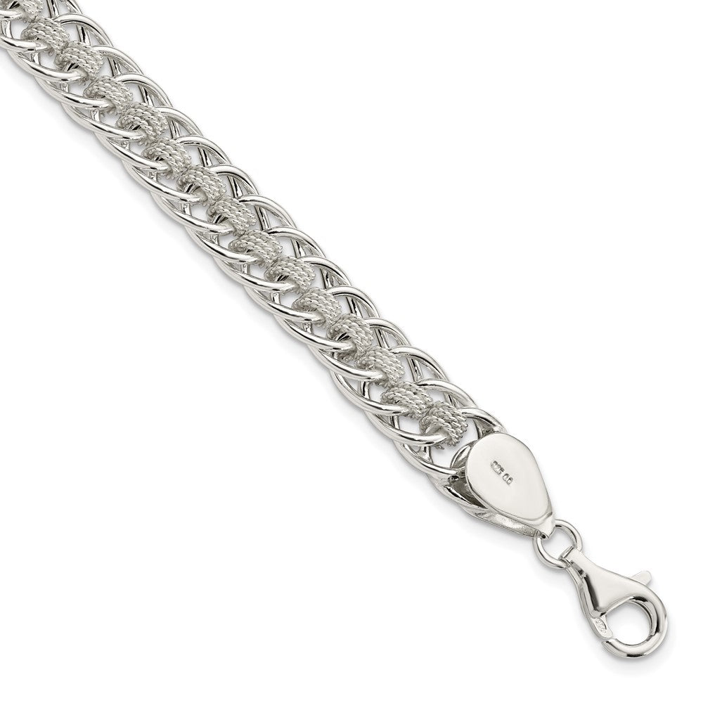 7.5 Zoll Sterlingsilber Poliert Roped Oval Glieder 7.5 Zoll Armband