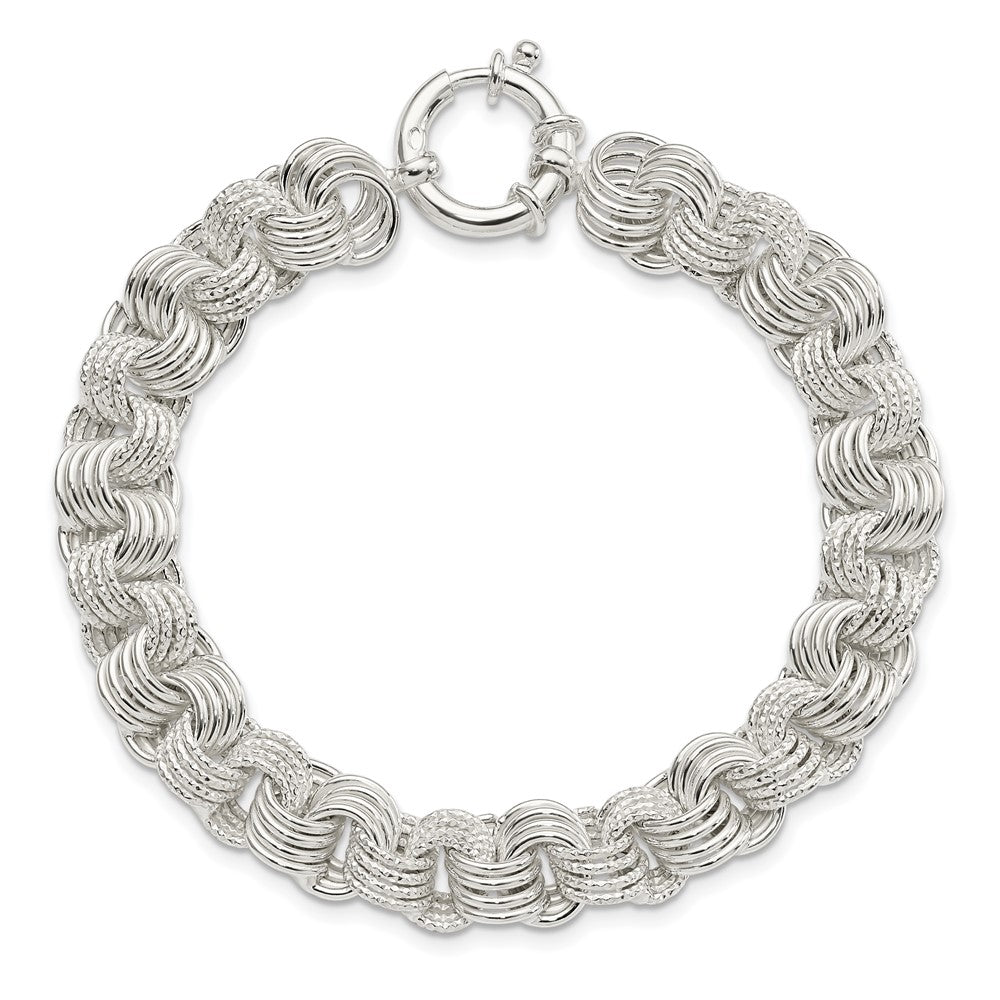 7.5 Zoll Sterlingsilber Poliert Fantasieglieder Armband