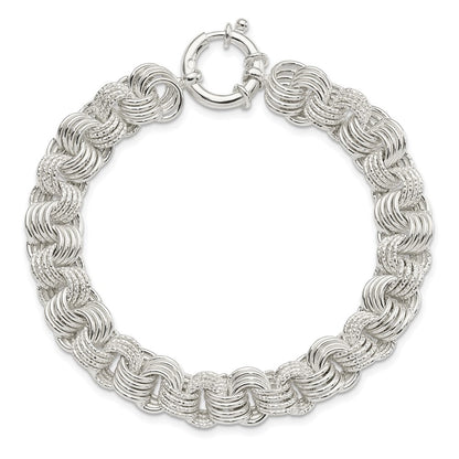 7.5 Zoll Sterlingsilber Poliert Fantasieglieder Armband