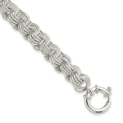 7.5 Zoll Sterlingsilber Poliert Fantasieglieder Armband