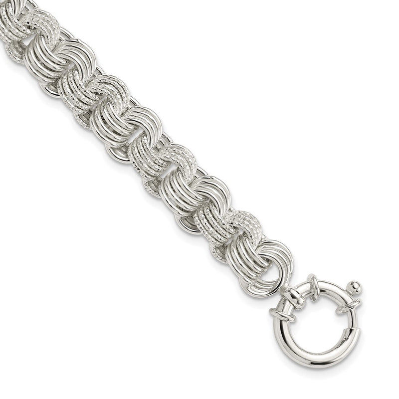 7.5 Zoll Sterlingsilber Poliert Fantasieglieder Armband