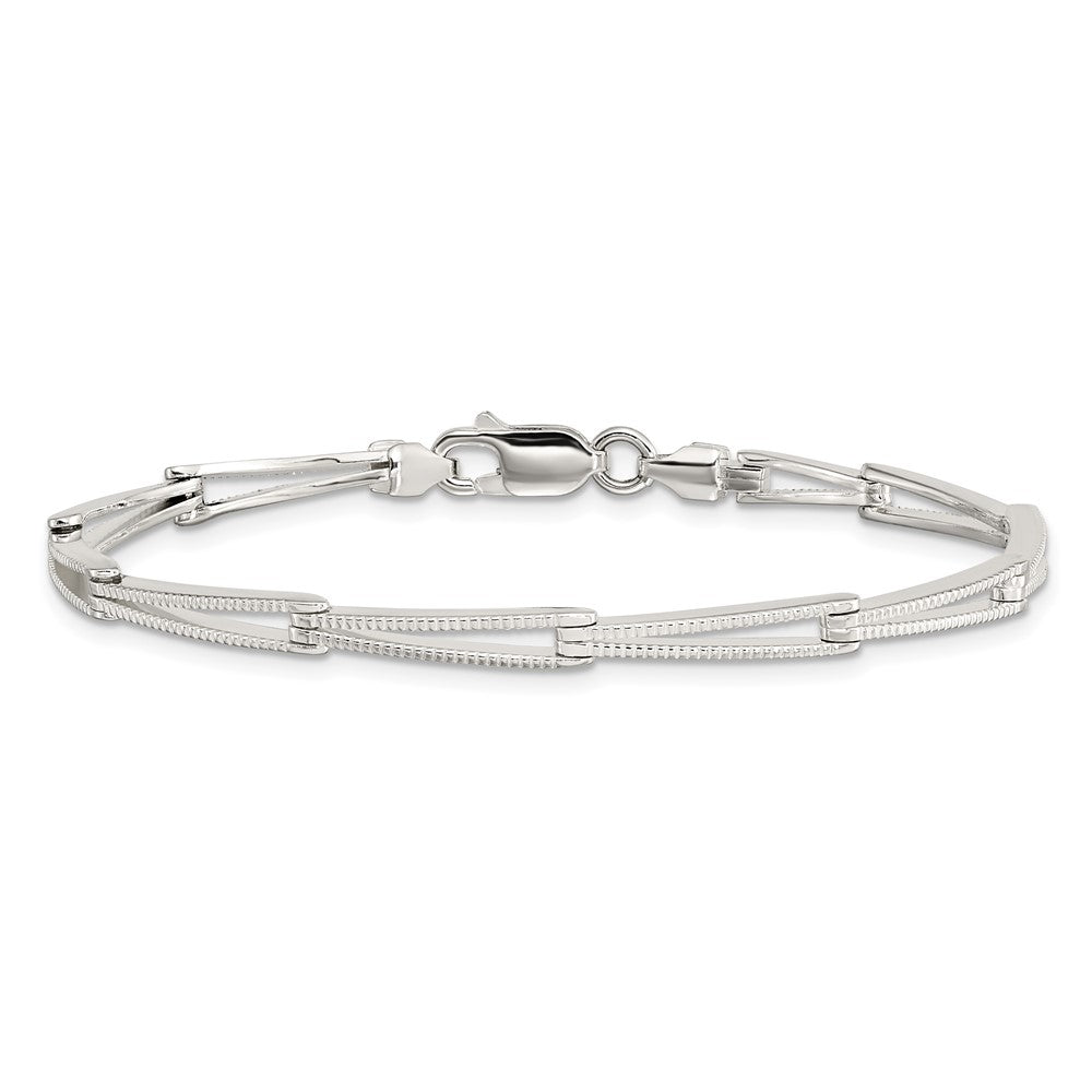 7 Zoll Sterlingsilber Poliert & Strukturiert Verjüngt Glieder Armband