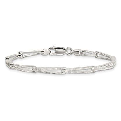 7 Zoll Sterlingsilber Poliert & Strukturiert Verjüngt Glieder Armband