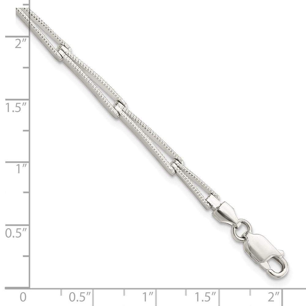 7 Zoll Sterlingsilber Poliert & Strukturiert Verjüngt Glieder Armband