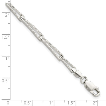 7 Zoll Sterlingsilber Poliert & Strukturiert Verjüngt Glieder Armband