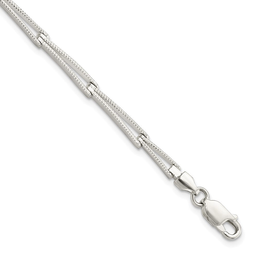 7 Zoll Sterlingsilber Poliert & Strukturiert Verjüngt Glieder Armband
