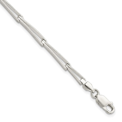 7 Zoll Sterlingsilber Poliert & Strukturiert Verjüngt Glieder Armband