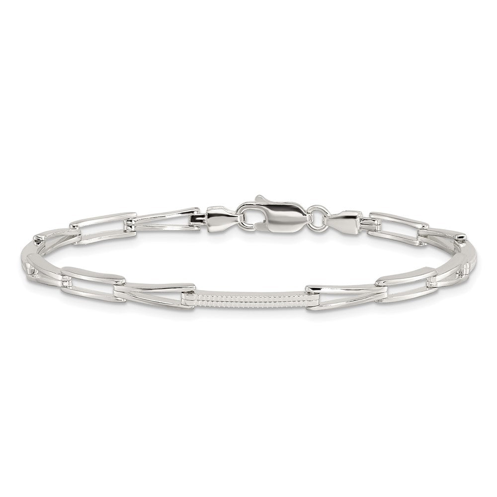 7.5 Zoll Sterlingsilber Poliert & Strukturiert Fantasieglieder Armband