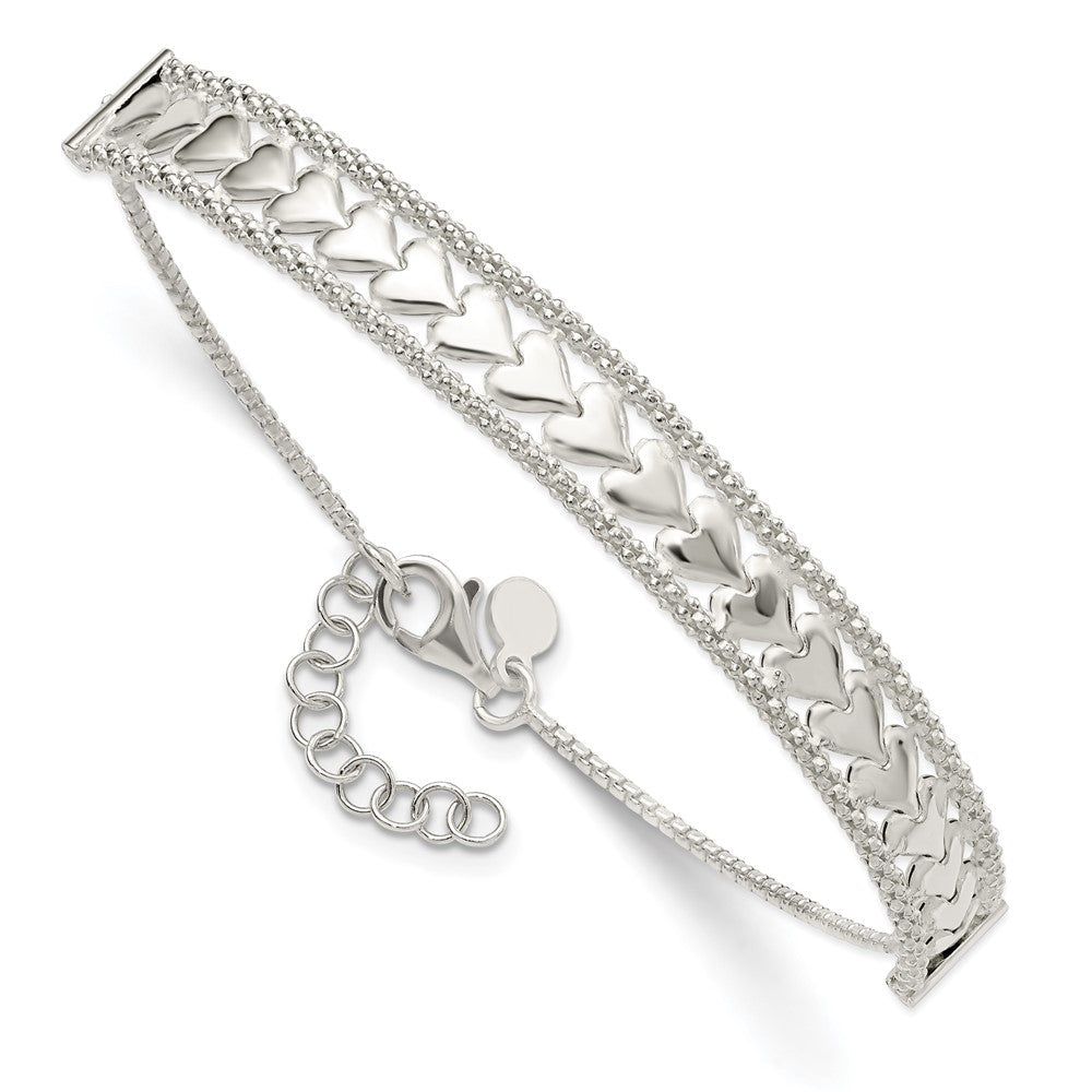 8 Zoll Sterlingsilber Herzen Kette mit 1 Zoll Verlängerung Armband