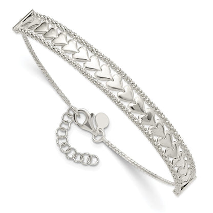 8 Zoll Sterlingsilber Herzen Kette mit 1 Zoll Verlängerung Armband