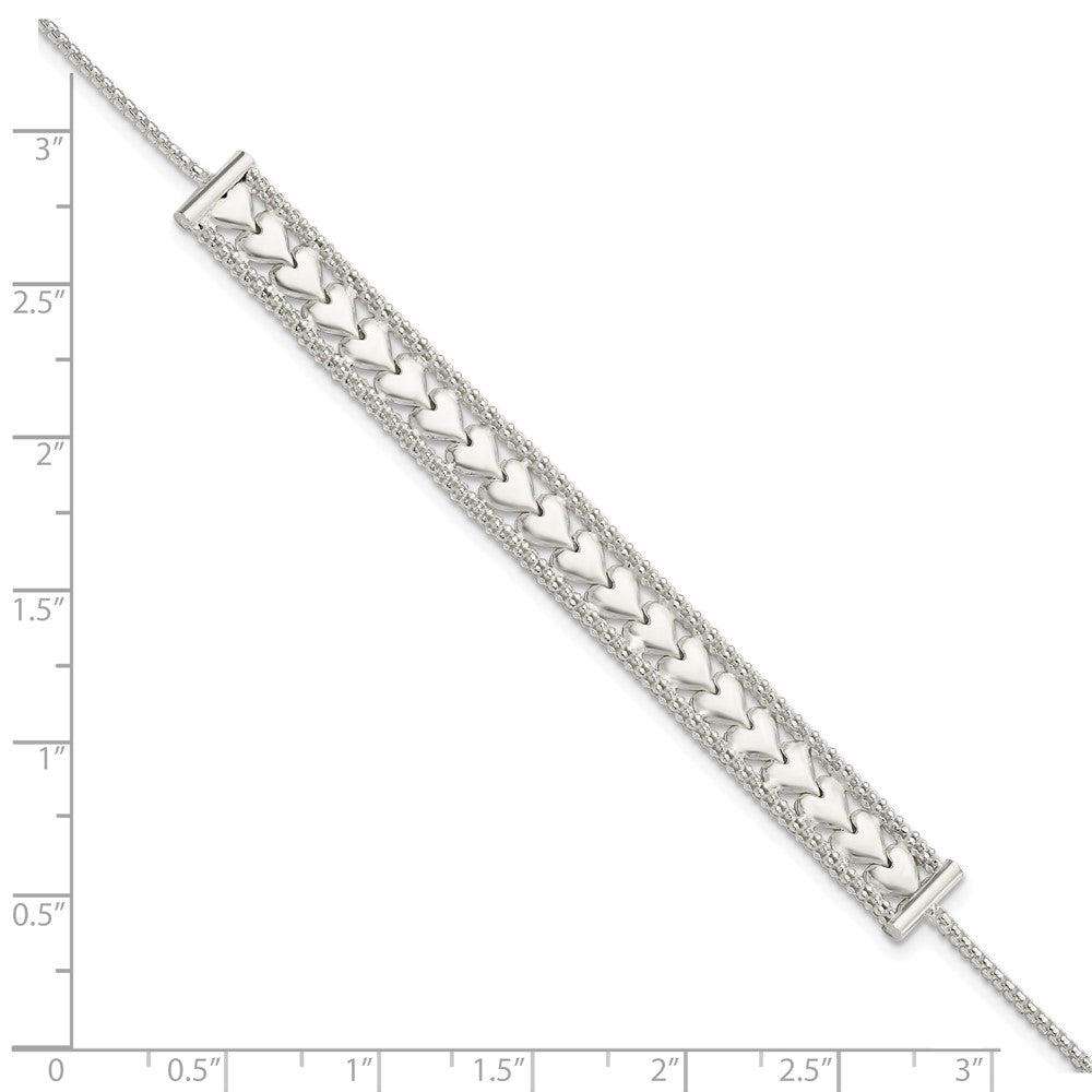 8 Zoll Sterlingsilber Herzen Kette mit 1 Zoll Verlängerung Armband