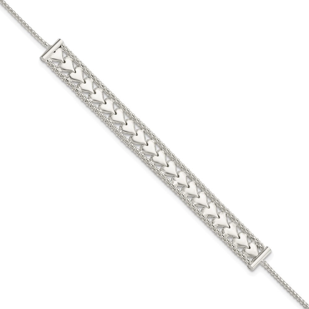 8 Zoll Sterlingsilber Herzen Kette mit 1 Zoll Verlängerung Armband
