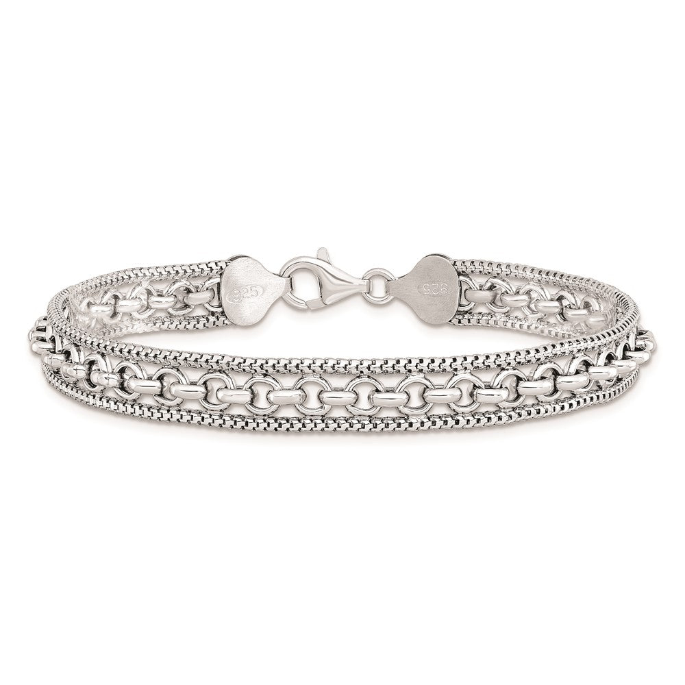 7.5 Zoll Sterlingsilber Rhodiniert Poliert Armband