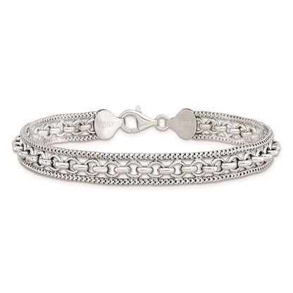 7.5 Zoll Sterlingsilber Rhodiniert Poliert Armband