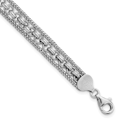 7.5 Zoll Sterlingsilber Rhodiniert Poliert Armband