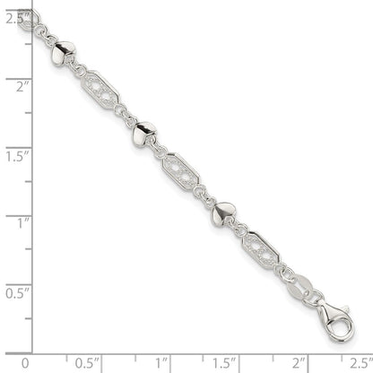 7.5 Zoll Sterlingsilber Fantasie Herz Glieder Armband