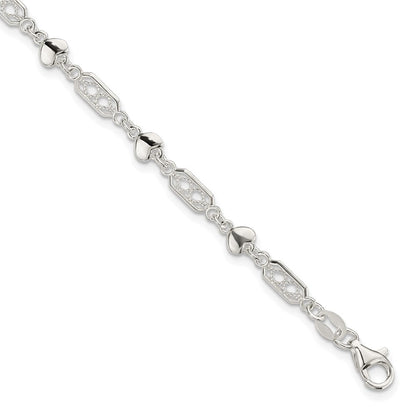 7.5 Zoll Sterlingsilber Fantasie Herz Glieder Armband