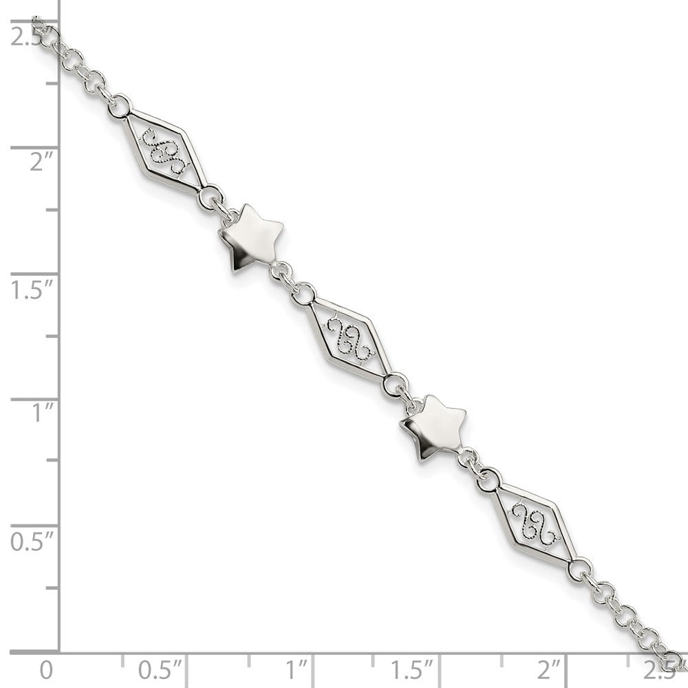 7.5 Zoll Sterlingsilber Fantasie Stern Armband