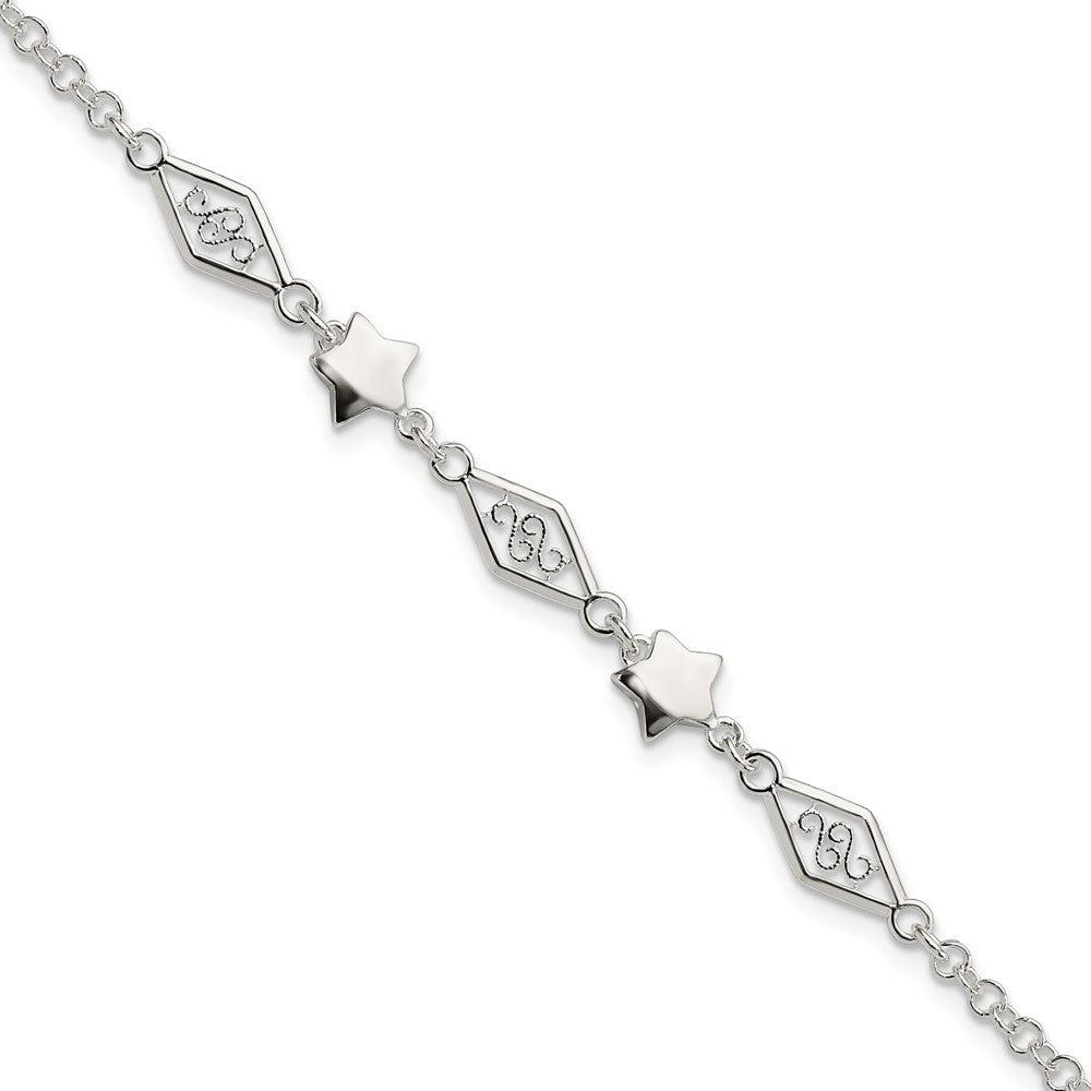 7.5 Zoll Sterlingsilber Fantasie Stern Armband