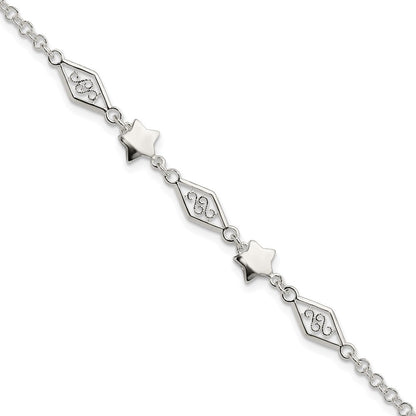7.5 Zoll Sterlingsilber Fantasie Stern Armband