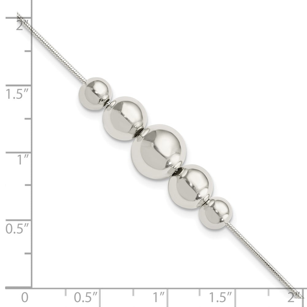 8 Zoll Sterlingsilber Poliert Verjüngt Rund Perle mit 1 in Verlängerung. Armband