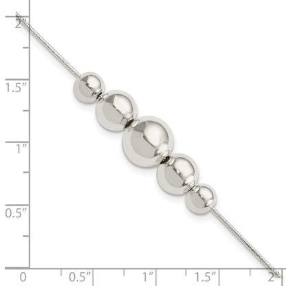 8 Zoll Sterlingsilber Poliert Verjüngt Rund Perle mit 1 in Verlängerung. Armband