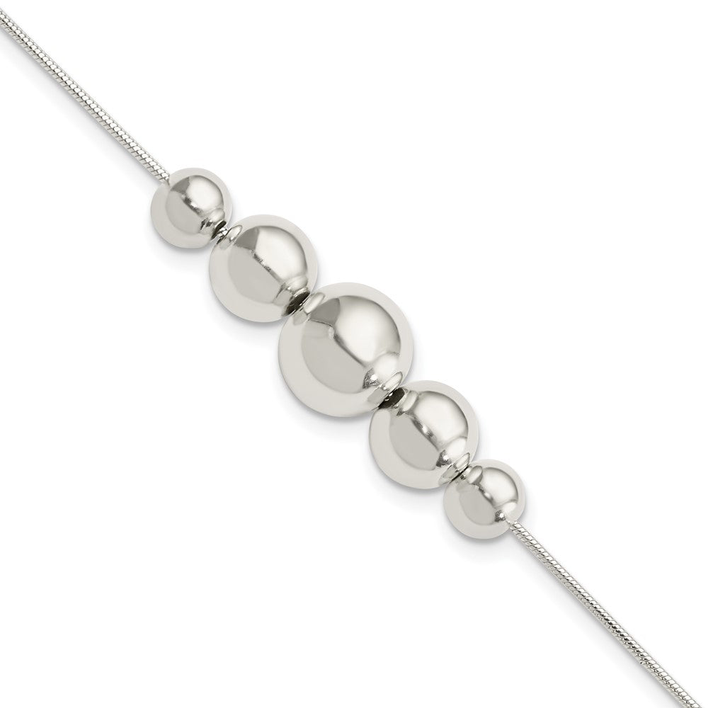 8 Zoll Sterlingsilber Poliert Verjüngt Rund Perle mit 1 in Verlängerung. Armband