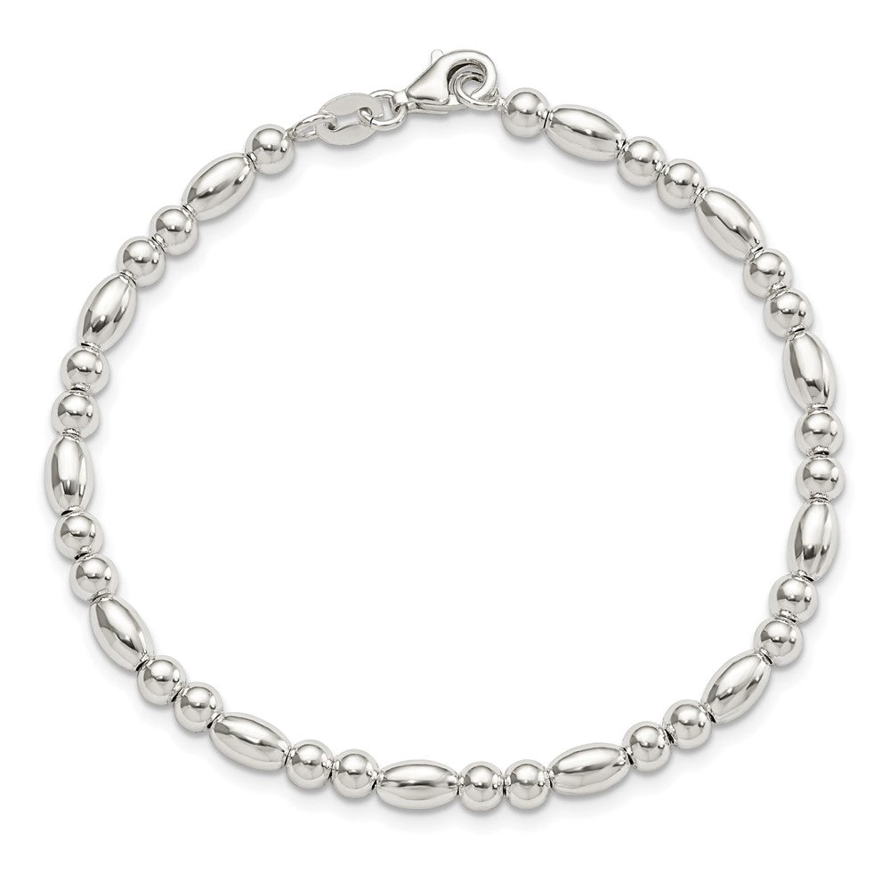 7.5 Zoll Sterlingsilber Rund und Oval Gekugelt Armband