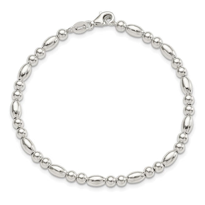 7.5 Zoll Sterlingsilber Rund und Oval Gekugelt Armband