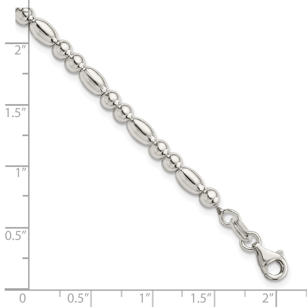 7.5 Zoll Sterlingsilber Rund und Oval Gekugelt Armband
