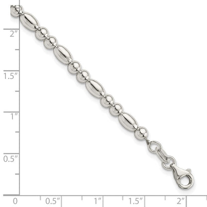 7.5 Zoll Sterlingsilber Rund und Oval Gekugelt Armband