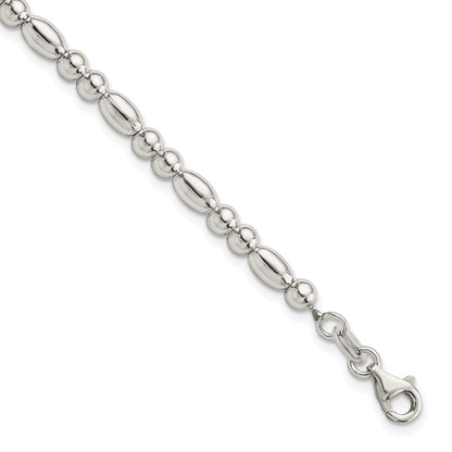 7.5 Zoll Sterlingsilber Rund und Oval Gekugelt Armband