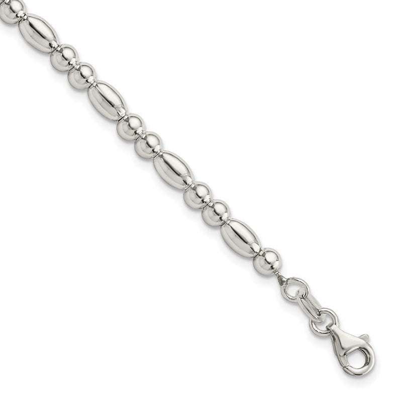 7.5 Zoll Sterlingsilber Rund und Oval Gekugelt Armband