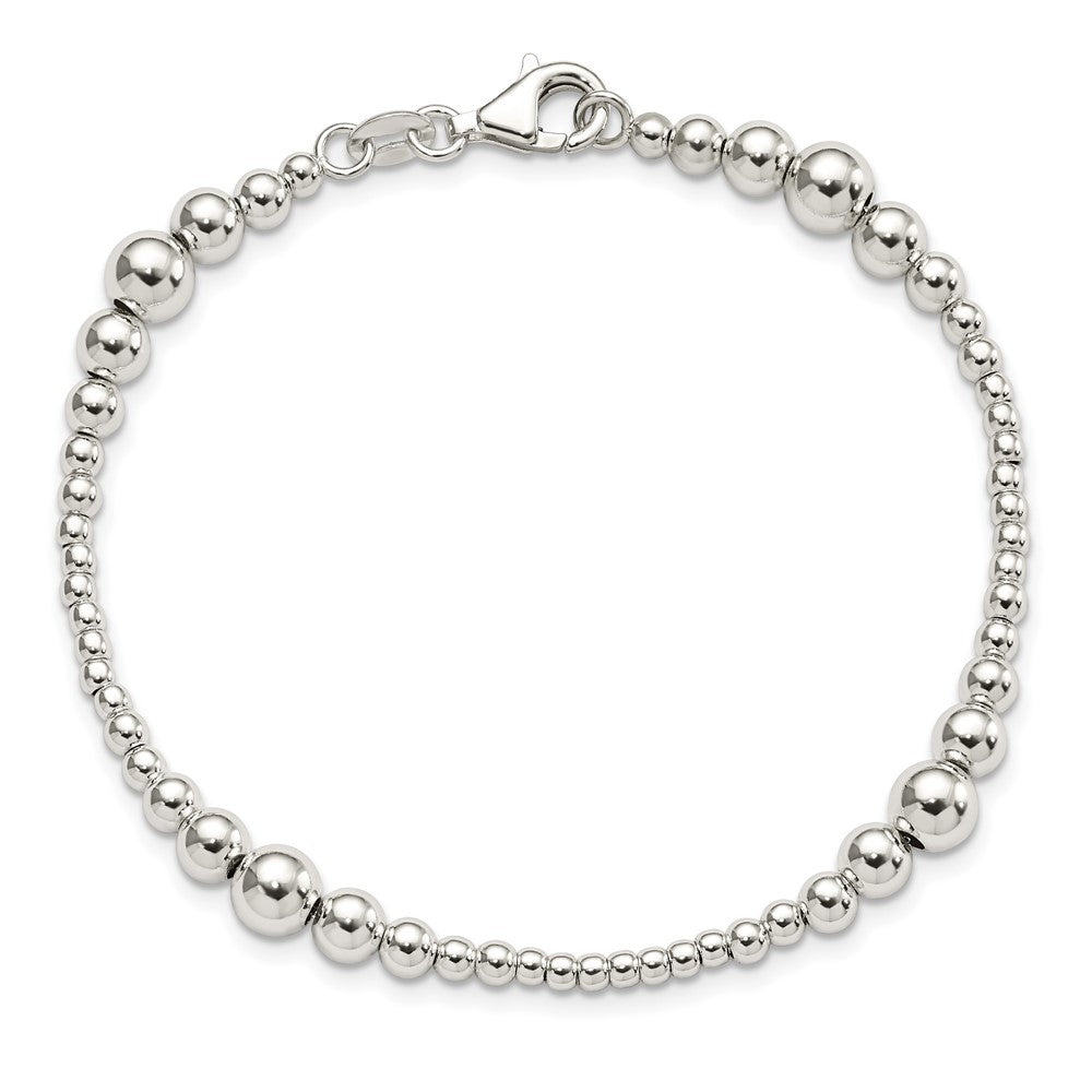 7.5 Zoll Sterlingsilber Rund Abgestuft Gekugelt Armband