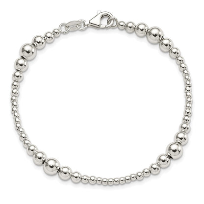 7.5 Zoll Sterlingsilber Rund Abgestuft Gekugelt Armband