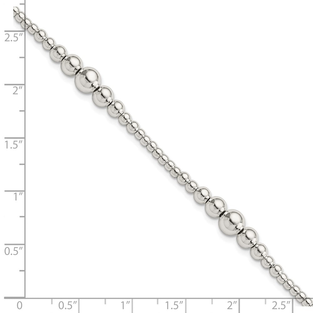 7.5 Zoll Sterlingsilber Rund Abgestuft Gekugelt Armband