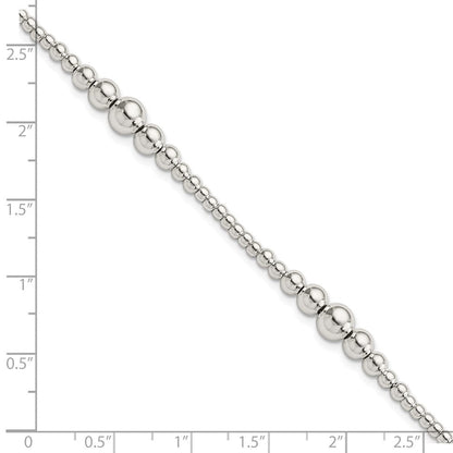 7.5 Zoll Sterlingsilber Rund Abgestuft Gekugelt Armband