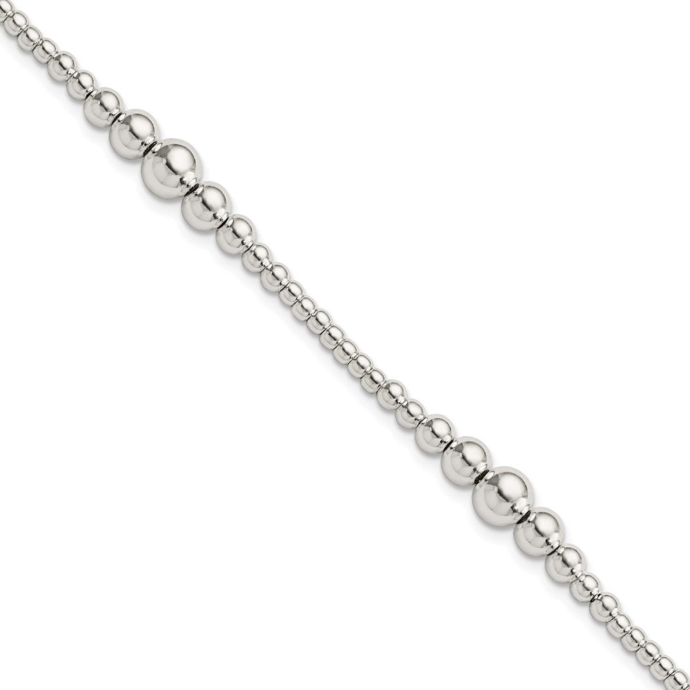 7.5 Zoll Sterlingsilber Rund Abgestuft Gekugelt Armband